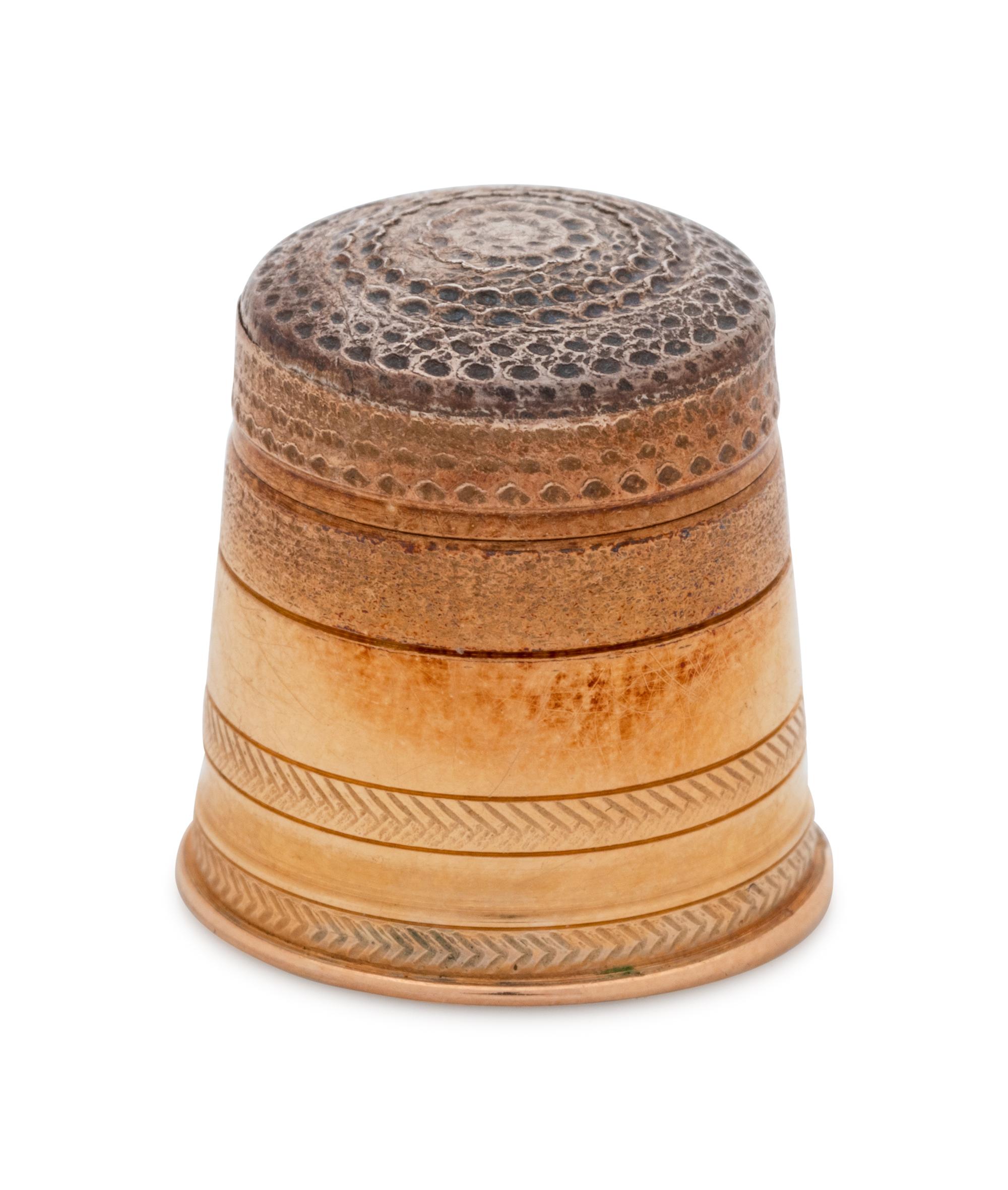 A Spanish Yellow Gold and Silver Thimble