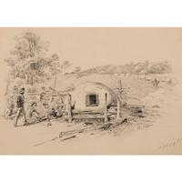 Camp Kitchen and General Burnside's Headquarters, Pen and Ink Sketches by Thomas Hogan