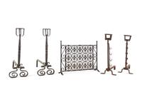 Two Pairs of Metal Fireplace Andirons