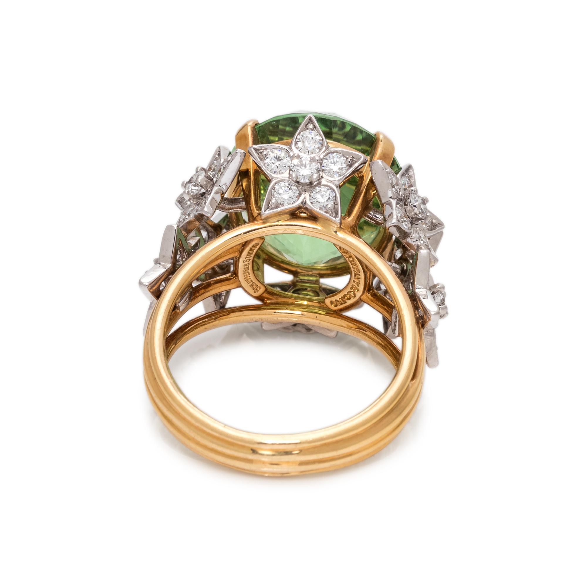 TIFFANY & CO., SCHLUMBERGER, GROSSULARITE GARNET AND DIAMOND RING