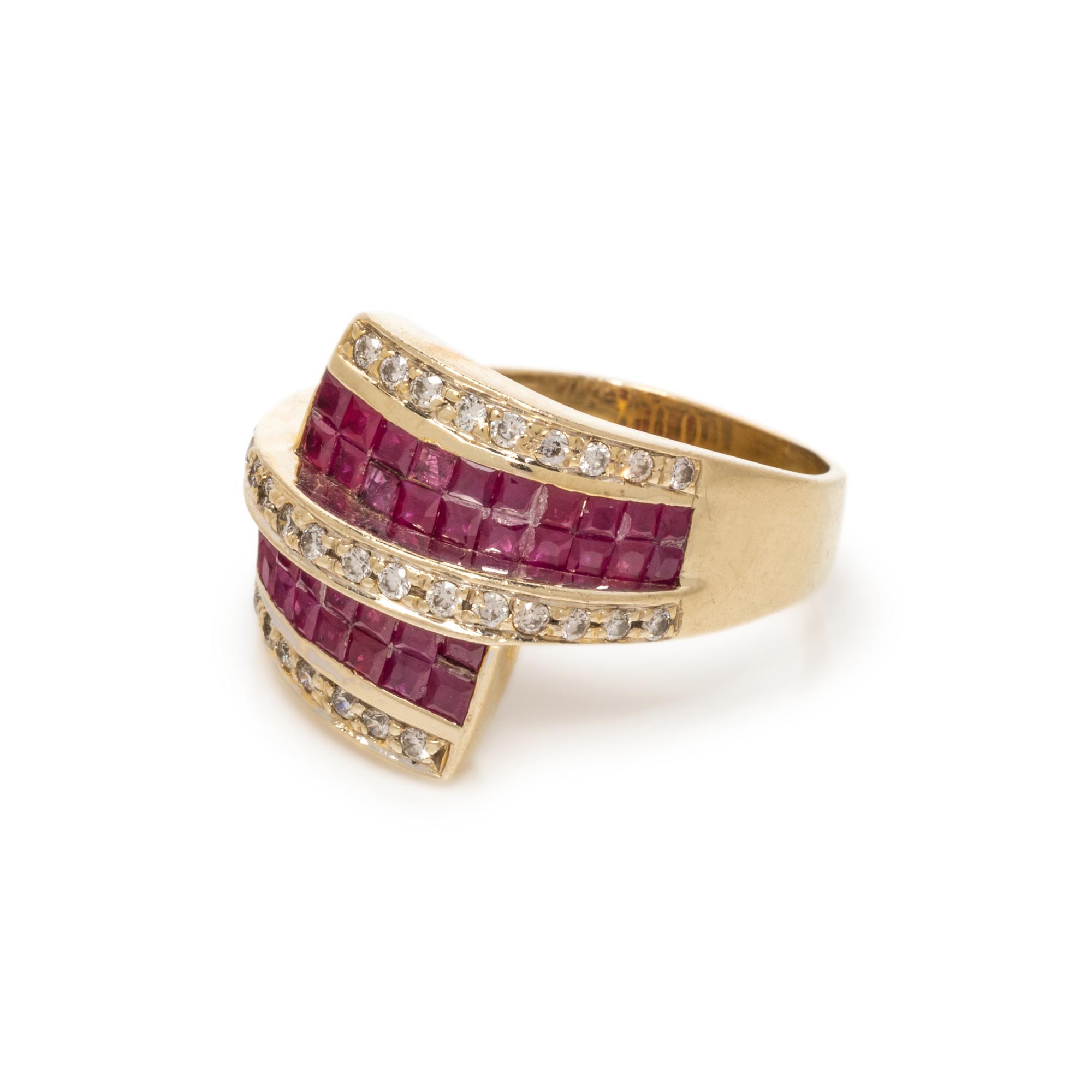RUBY AND DIAMOND BYPASS RING