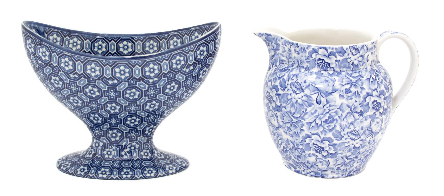 Two English Blue and White Transfer Decorated Items Height of taller 6 3/4 inches. — 20TH CENTURY