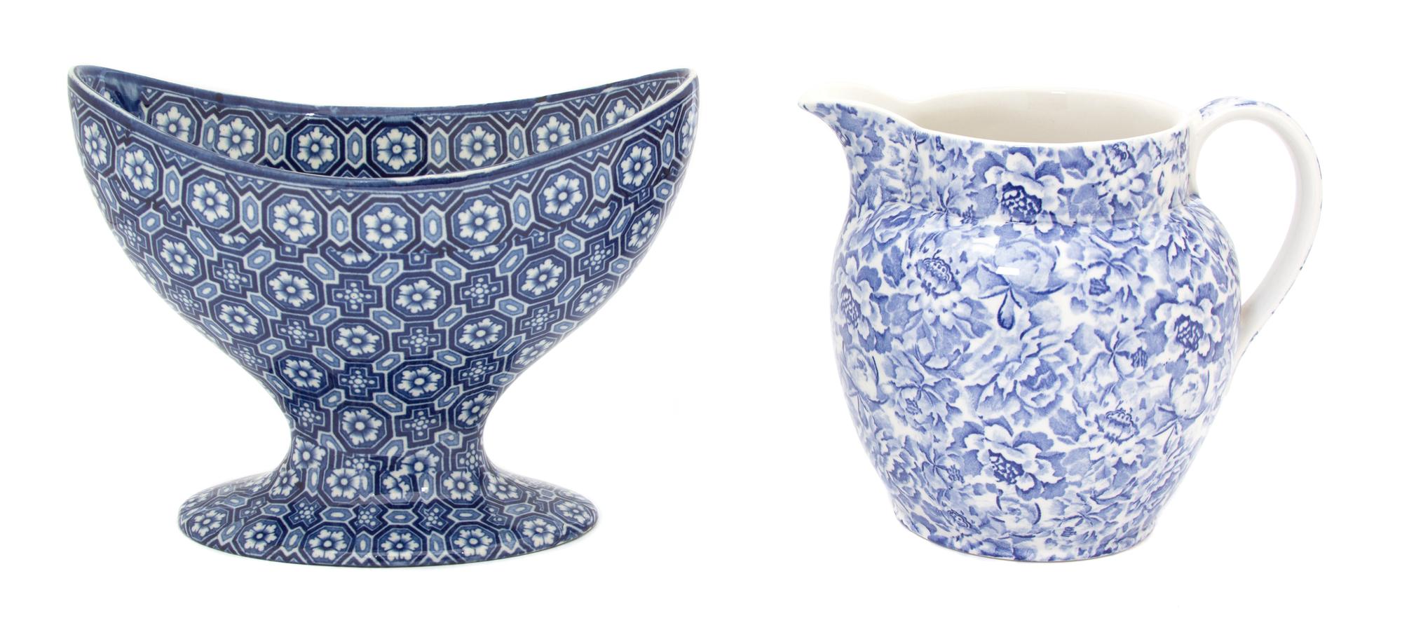 Two English Blue and White Transfer Decorated Items Height of taller 6 3/4 inches. — 20TH CENTURY