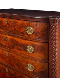 A Federal Spiral-Twist Carved Mahogany Bow Front Chest of Drawers