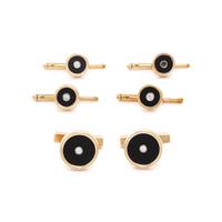TIFFANY & CO., YELLOW GOLD, ONYX AND DIAMOND DRESS SET