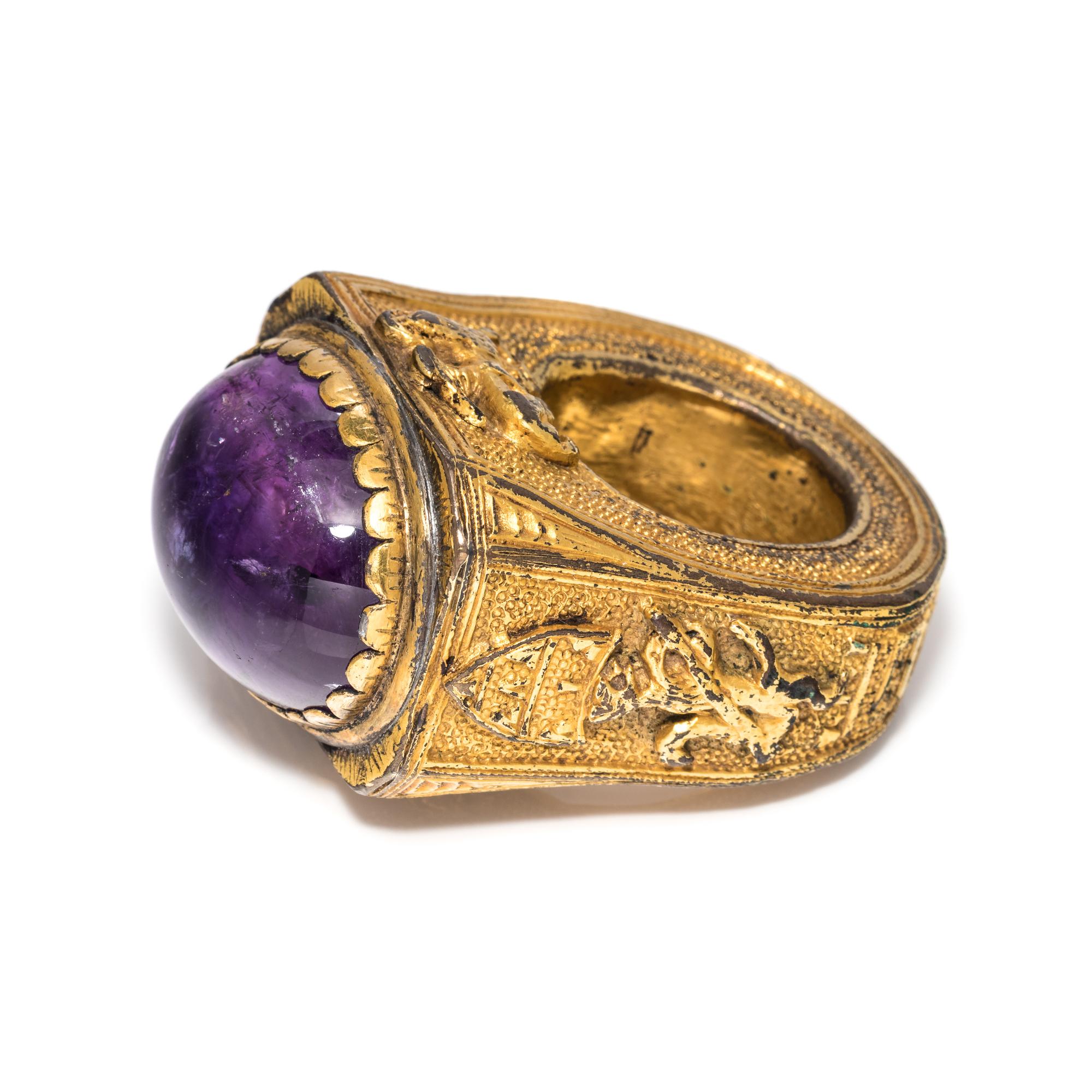 A Gilt Bronze Amethyst-Inset Papal Ring of Pope Paul V