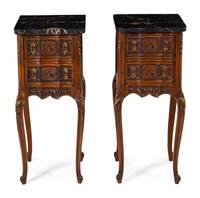 A Pair of Louis XV Style Walnut Side Tables