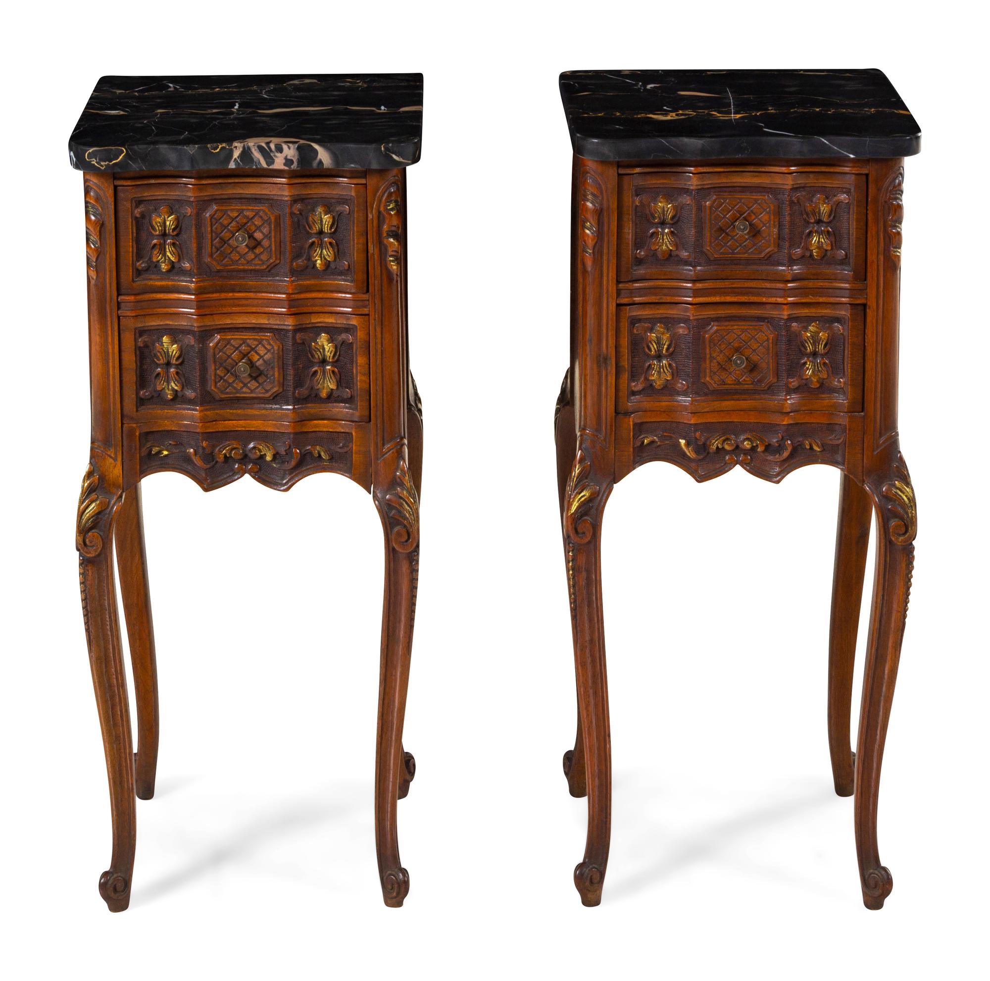 A Pair of Louis XV Style Walnut Side Tables