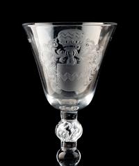 A Dutch Engraved Armorial Wine Glass