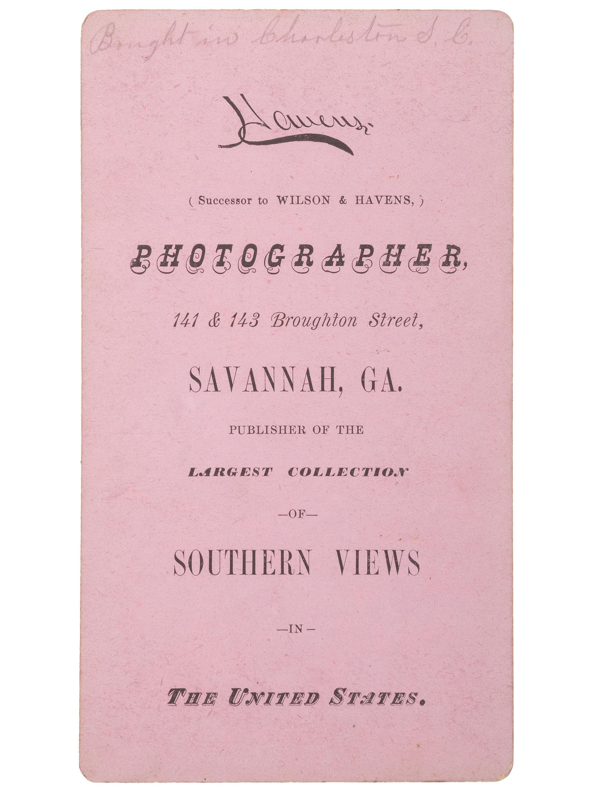 [EARLY PHOTOGRAPHY]. PALMER, J.A., and HAVENS, photographers. A group of 2 stereoviews of African American subjects, incl. Chimney Sweeps and Cotton Pickers . Ca 1870s.