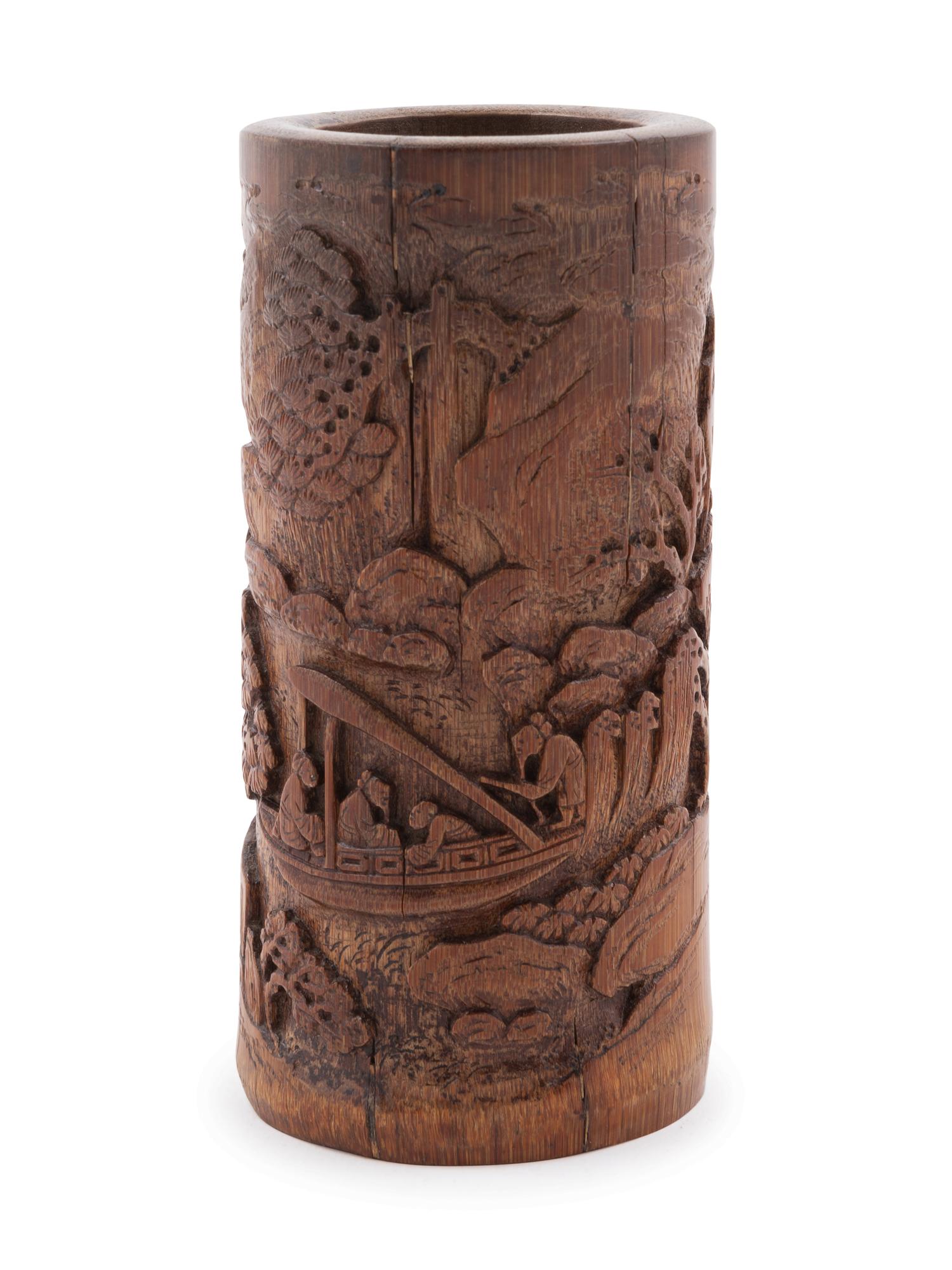 A Chinese Carved Bamboo Brushpot, Bitong