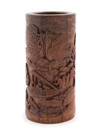 A Chinese Carved Bamboo Brushpot, Bitong