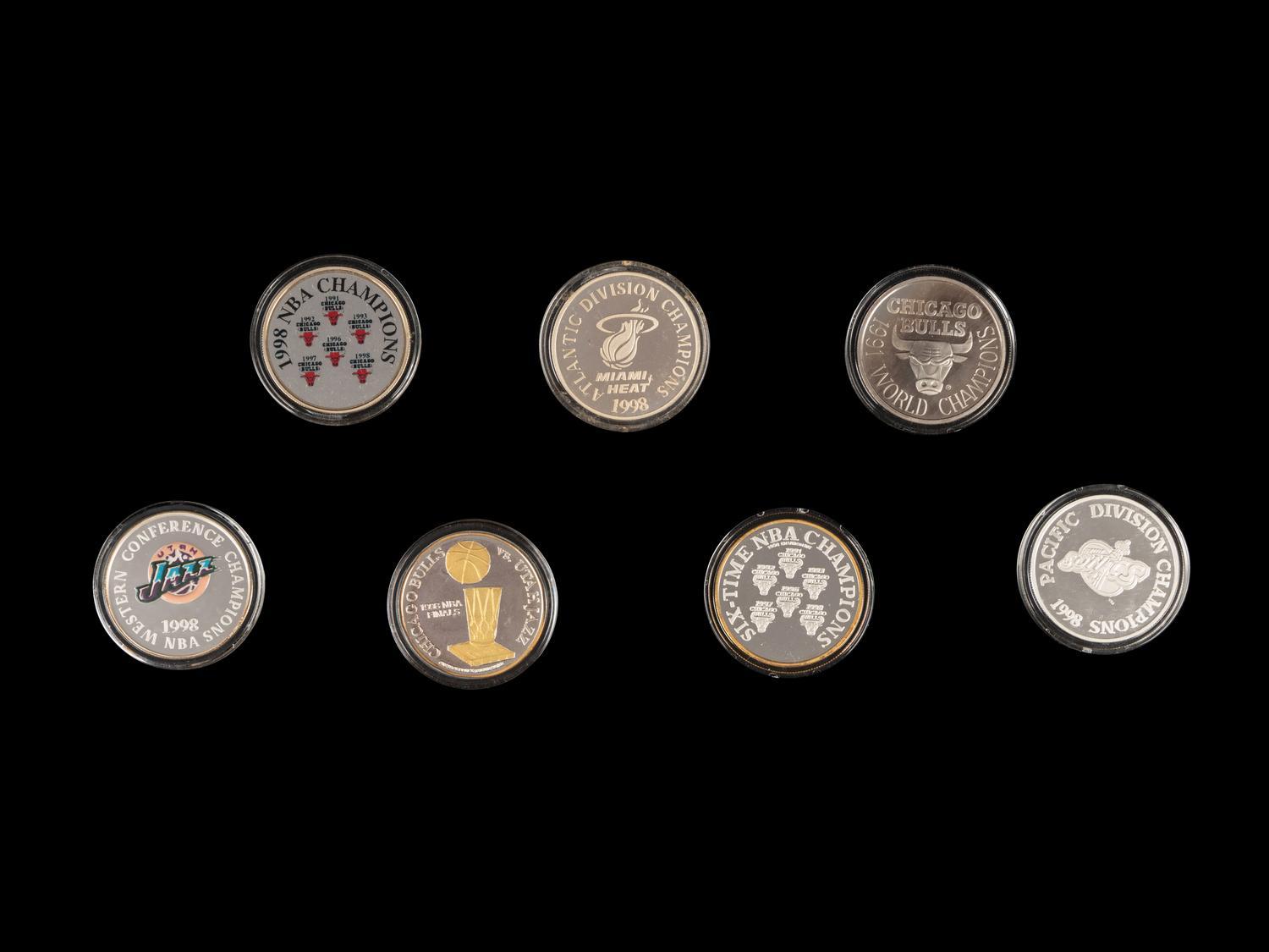 A Group of Seven Chicago Bulls Last Dance Era Commemorative Coins