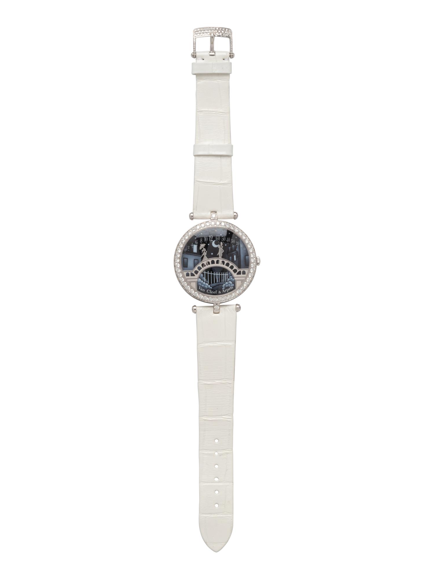 VAN CLEEF & ARPELS, REF. VCARO8TY00 18K WHITE GOLD 'PONT DES AMOUREUX' WATCH