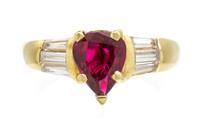 A Yellow Gold, Ruby and Diamond Ring, 4.20 dwts.