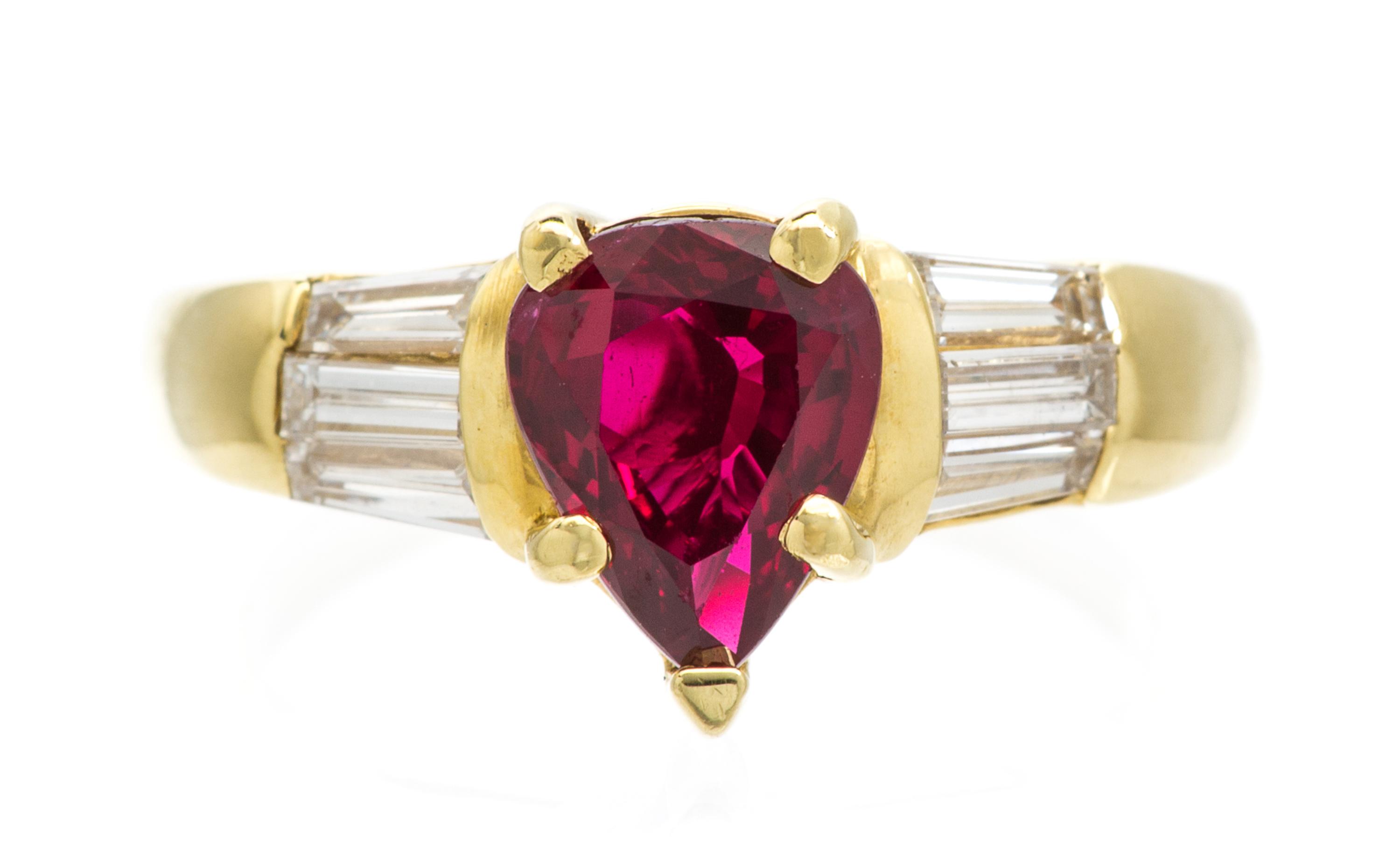 A Yellow Gold, Ruby and Diamond Ring, 4.20 dwts.