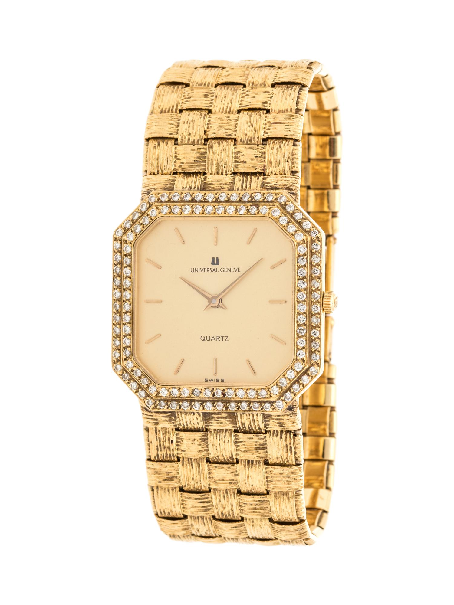 UNIVERSAL GENEVE, 18K YELLOW GOLD AND DIAMOND WRISTWATCH