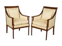 A Pair of Directoire Style Fruitwood Bergères