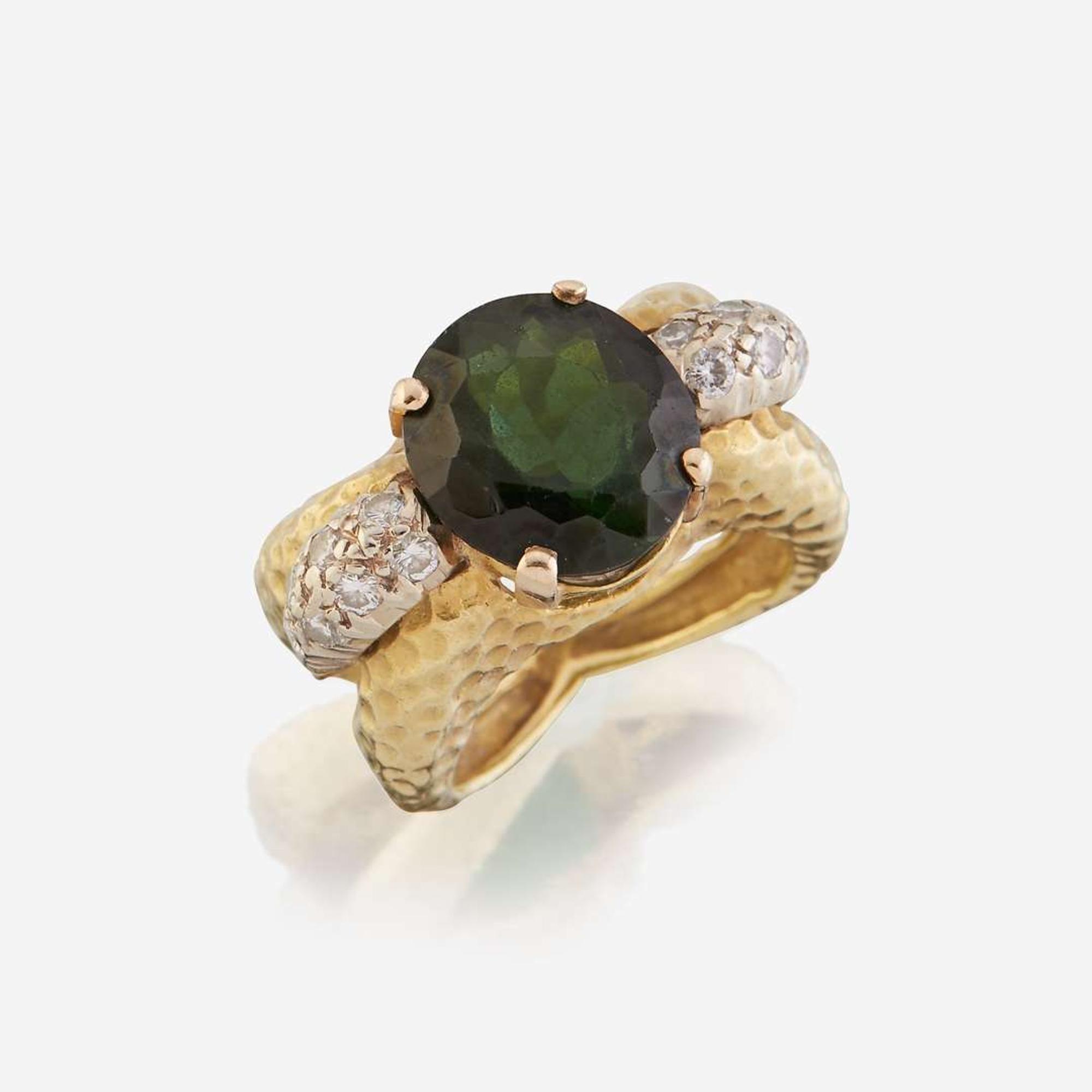 A tourmaline, diamond, and eighteen karat gold ring, La Triomphe