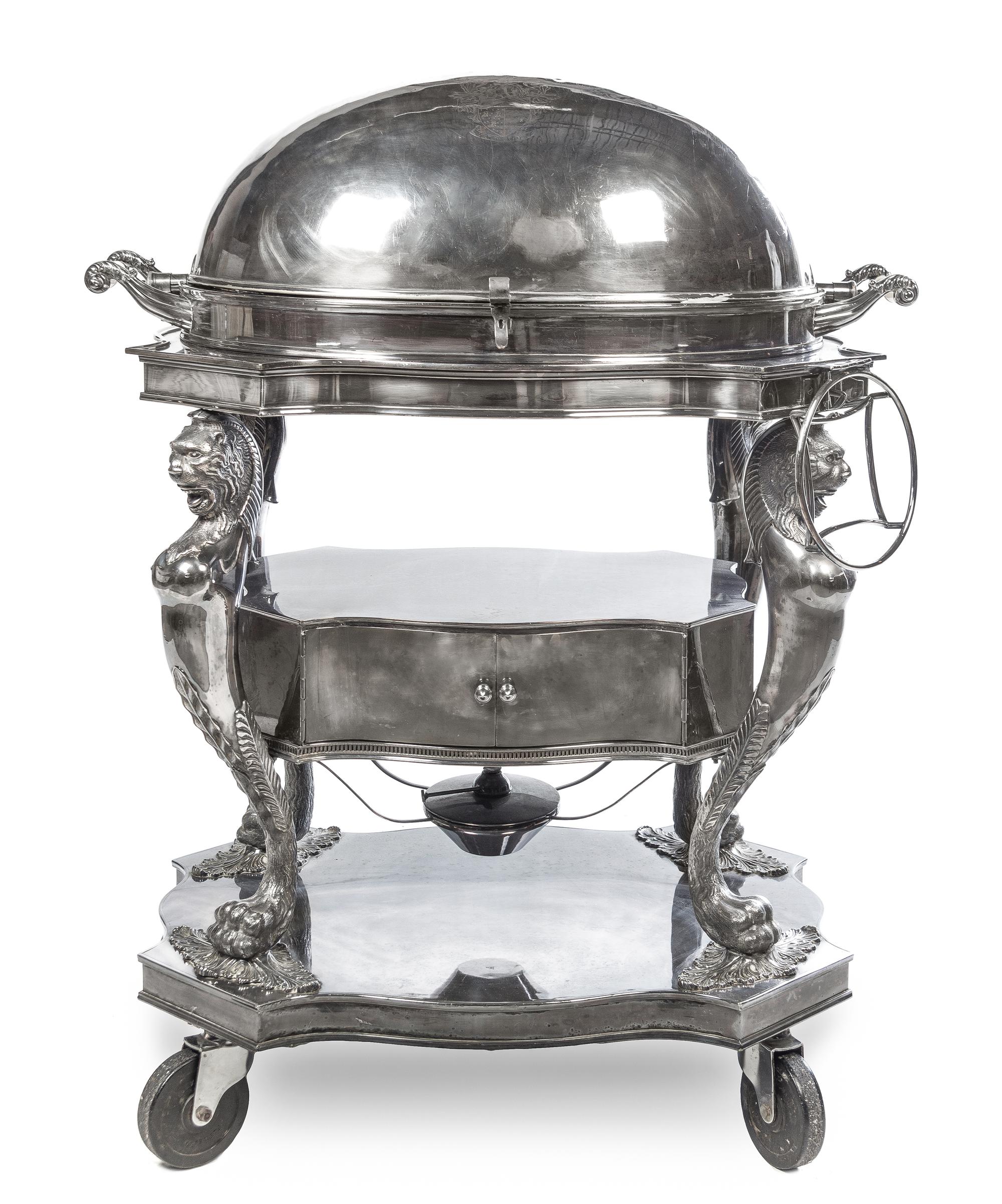An English Silver-Plate Roast Cart Width 36 inches. — ISRAEL FREEMAN & SON, 20TH CENTURY