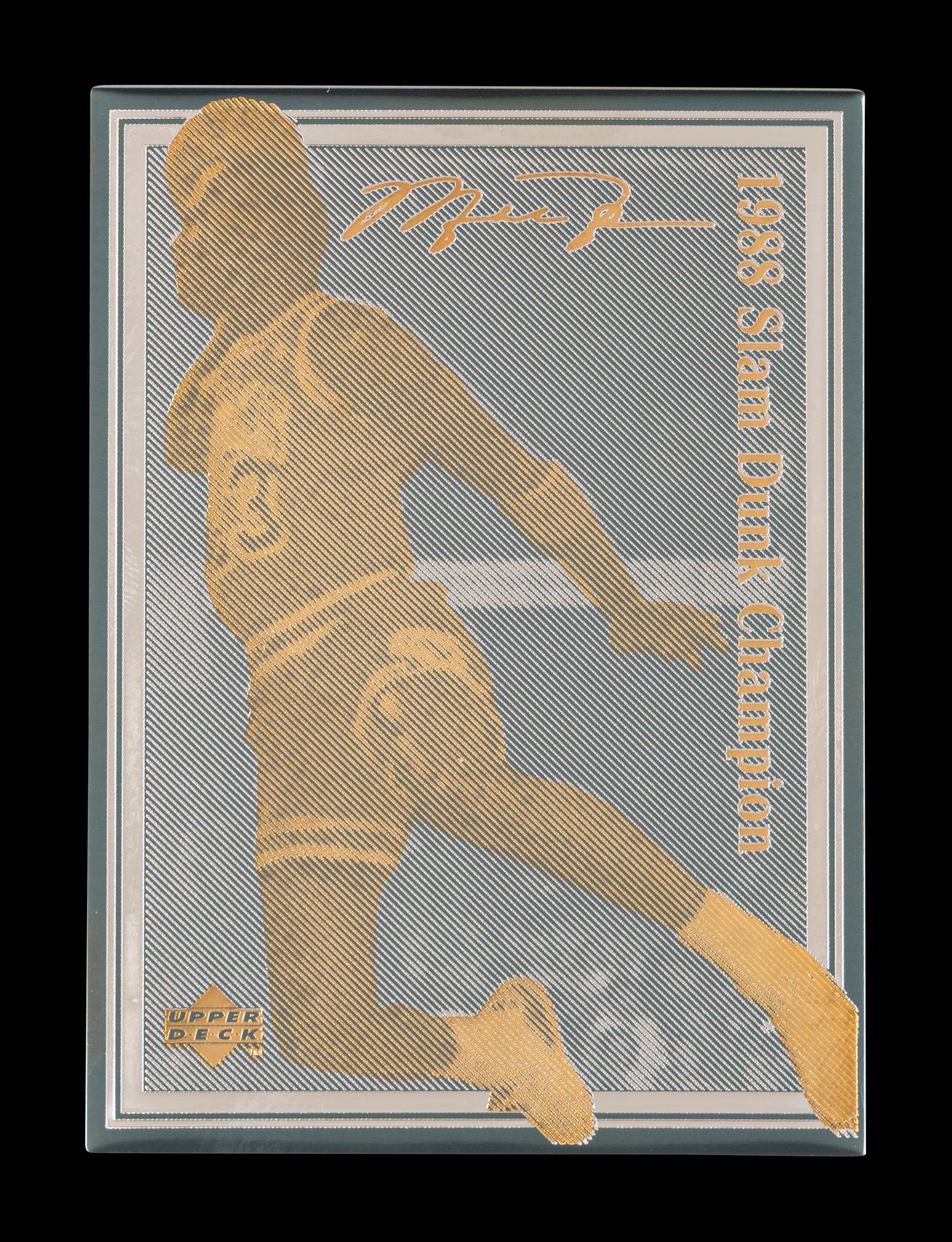 A 1996 Upper Deck Limited Edition Michael Jordan 24k Gold Nickel Silver Card (1988 Slam Dunk Champion),