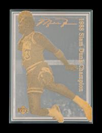 A 1996 Upper Deck Limited Edition Michael Jordan 24k Gold Nickel Silver Card (1988 Slam Dunk Champion),