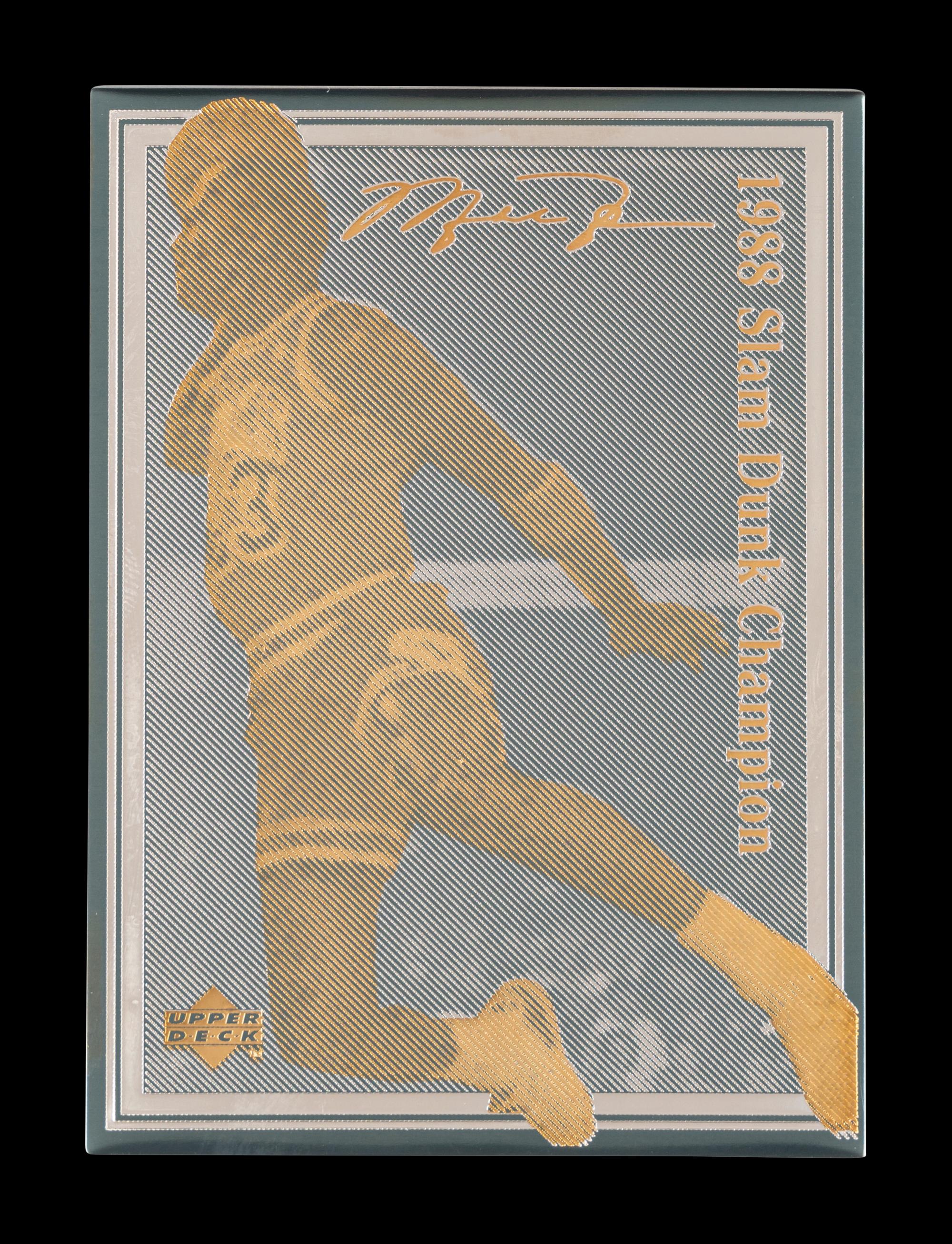 A 1996 Upper Deck Limited Edition Michael Jordan 24k Gold Nickel Silver Card (1988 Slam Dunk Champion),