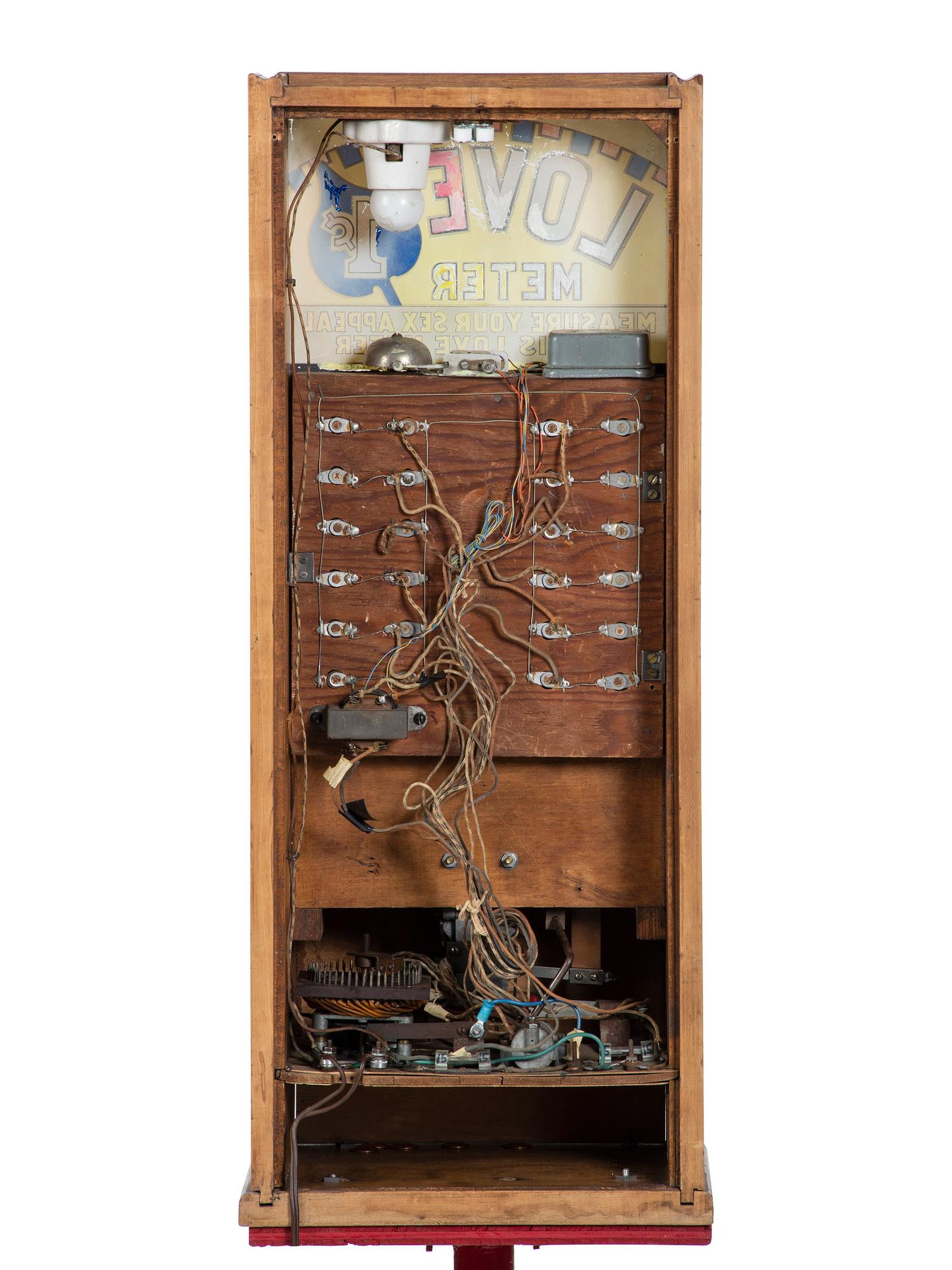 An Exhibit Supply Co. 1 Cent Love Meter on Stand