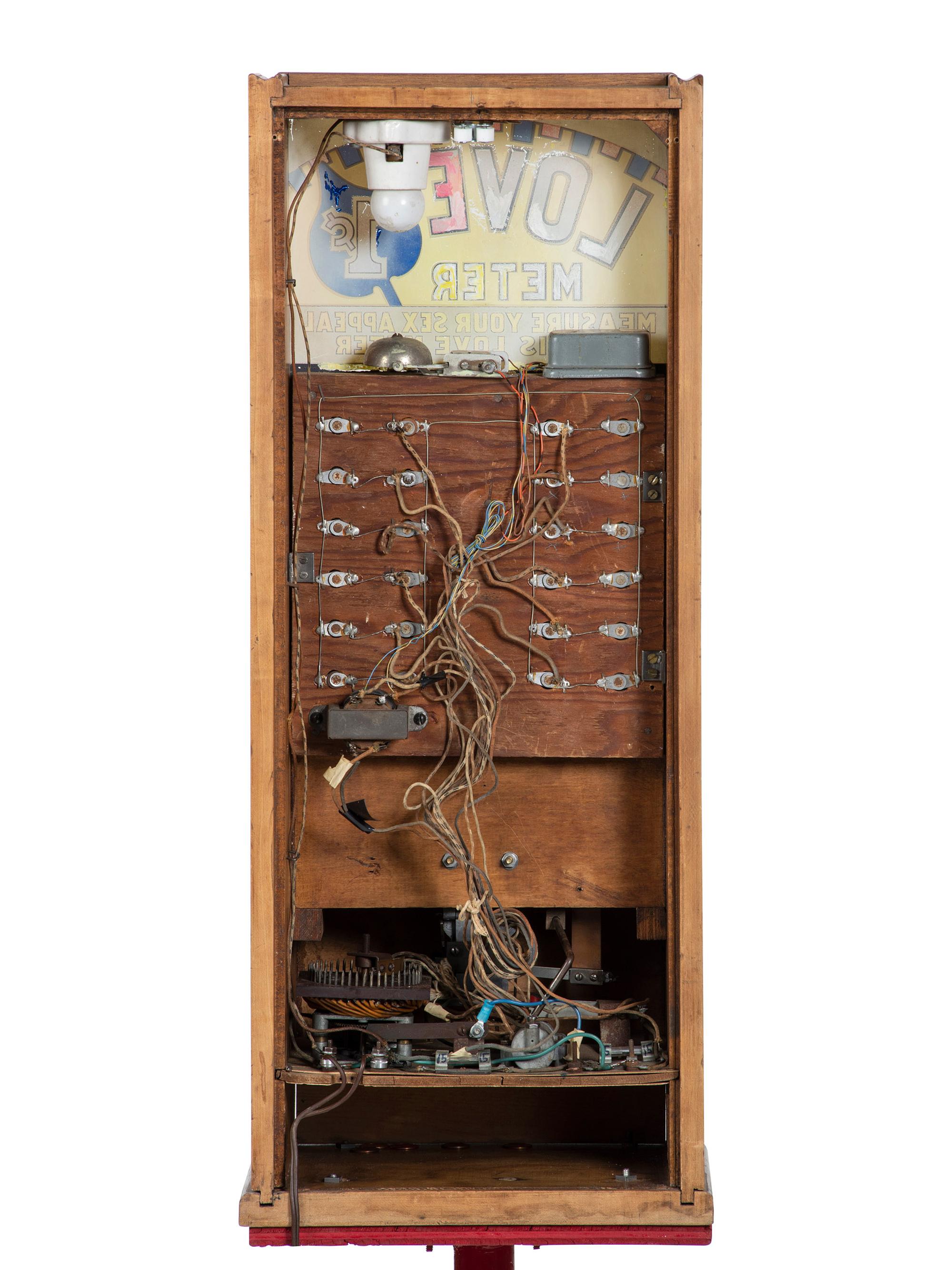 An Exhibit Supply Co. 1 Cent Love Meter on Stand