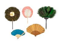 Collection of Thirteen Fans & Three Handkerchiefs, 1850-1930