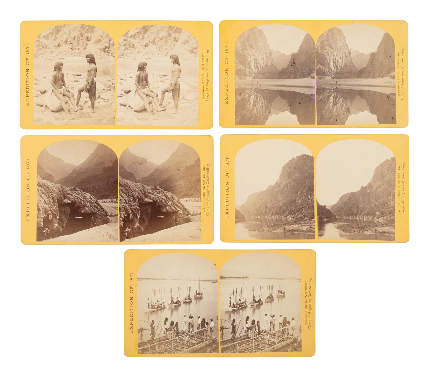O'SULLIVAN, Timothy (1840-1882) and William BELL (1830-1910), photographers. Complete Set of 50 stereoviews from the Wheeler Expeditions of 1871-1874.