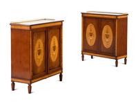 A Pair of Edwardian Style Mahogany, Satinwood and Marquetry Cabinets