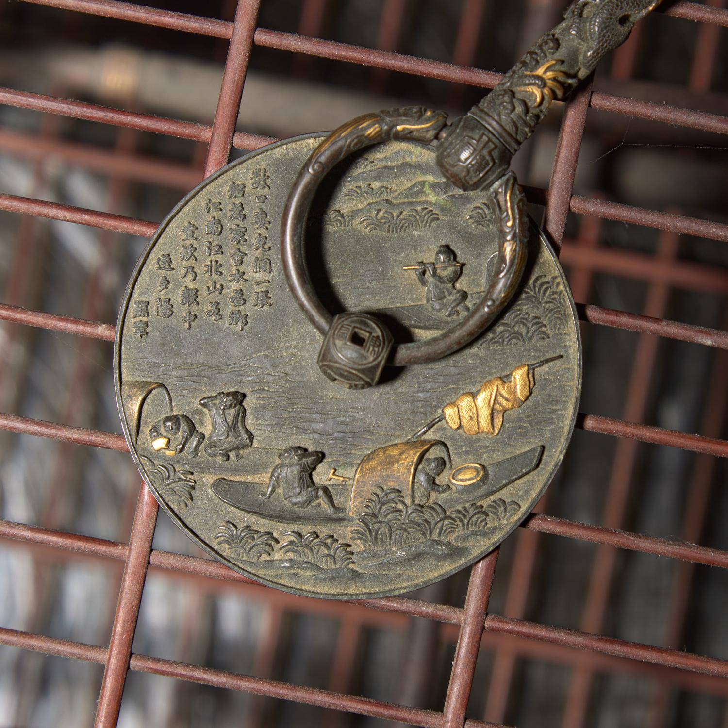 A Finely Made Chinese Bamboo Bird Cage with Bronze and Inlaid Fittings — 竹鳥籠