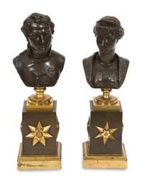 A Pair of Bronze Busts of Tsar Alexander I and Elizabeth Alexeievna