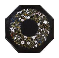 An Italian Pietra Dura Inlaid Slate Octagonal Top Side Table