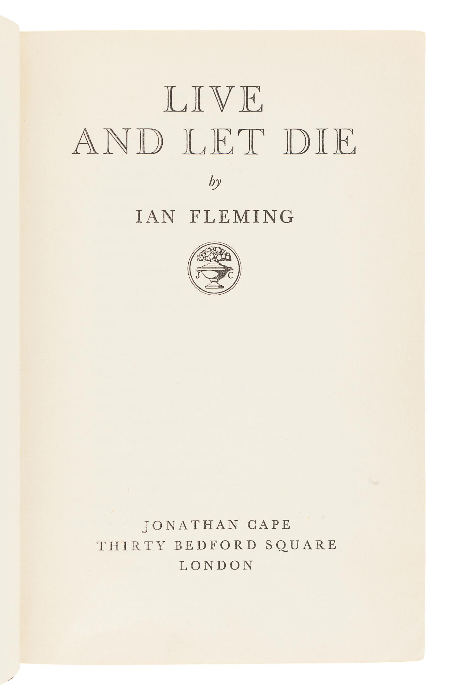 FLEMING, Ian (1908-1964). Live and Let Die. London: Jonathan Cape, 1954.
