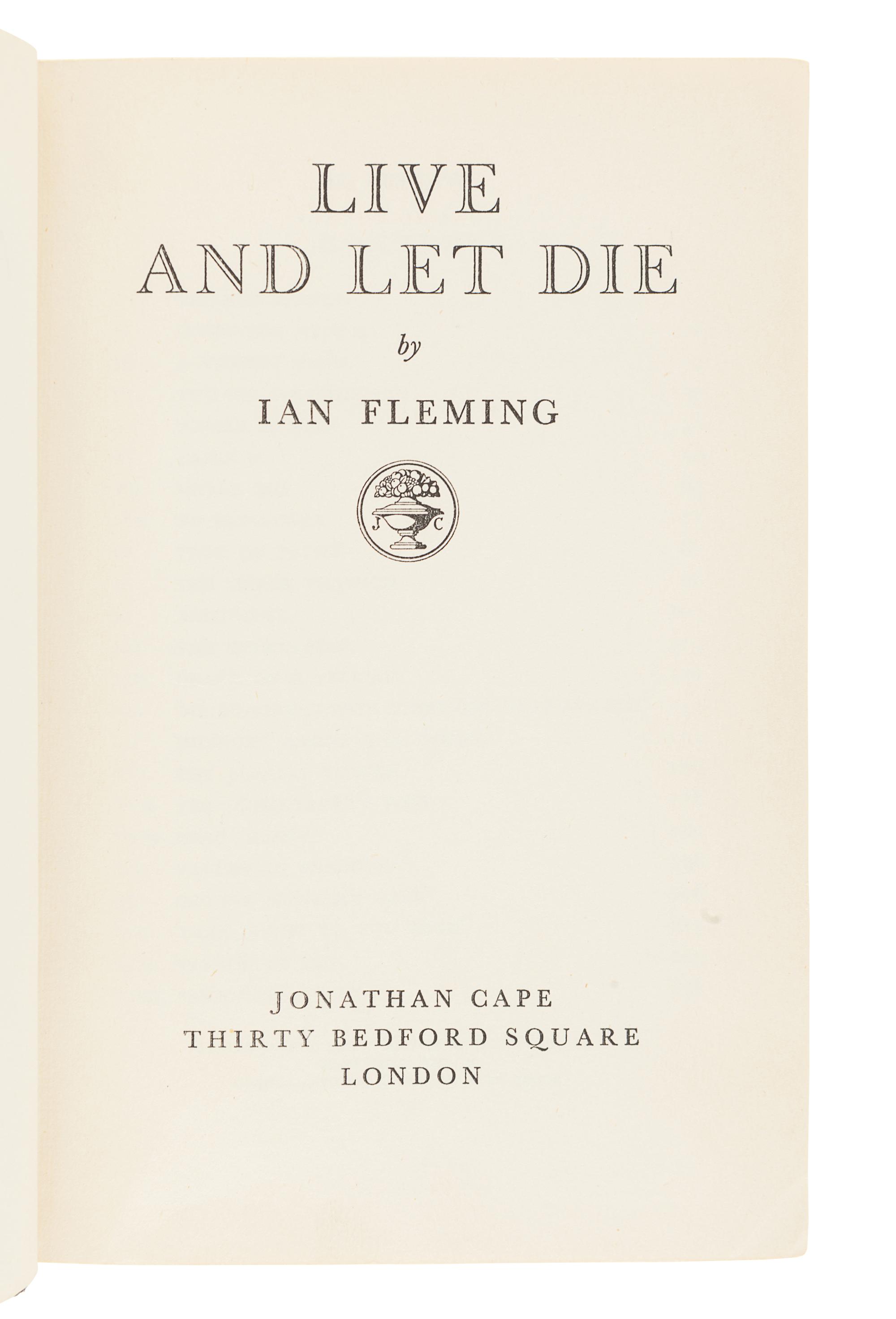 FLEMING, Ian (1908-1964). Live and Let Die. London: Jonathan Cape, 1954.