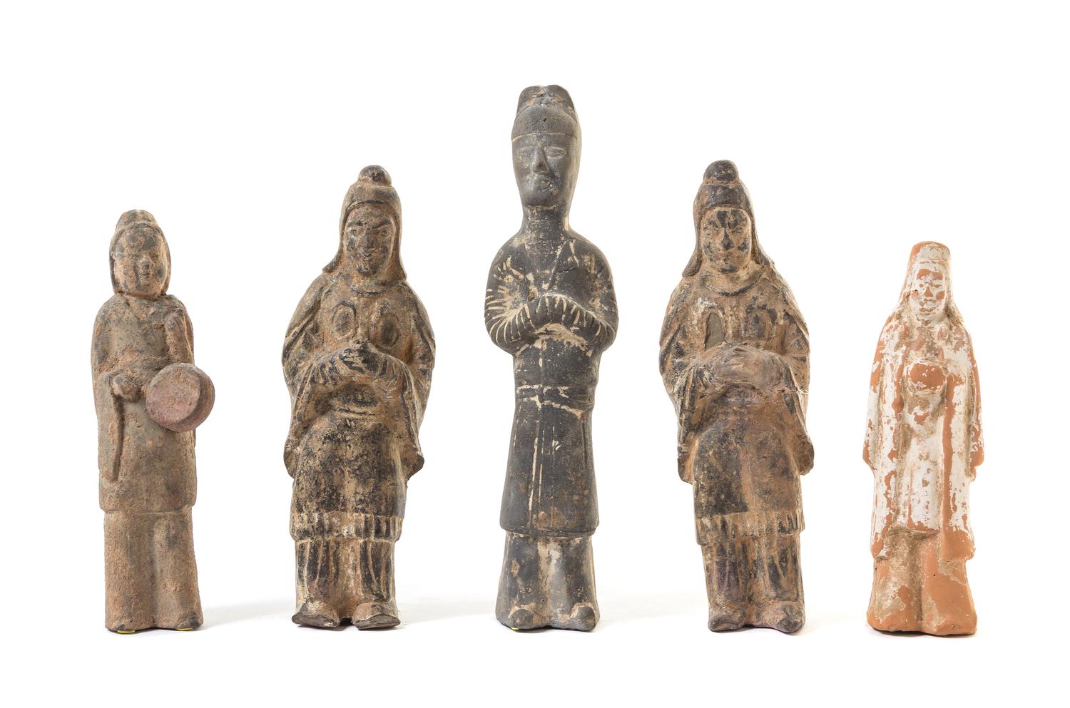Five Painted Pottery Figures — TANG DYNASTY