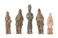 Five Painted Pottery Figures — TANG DYNASTY
