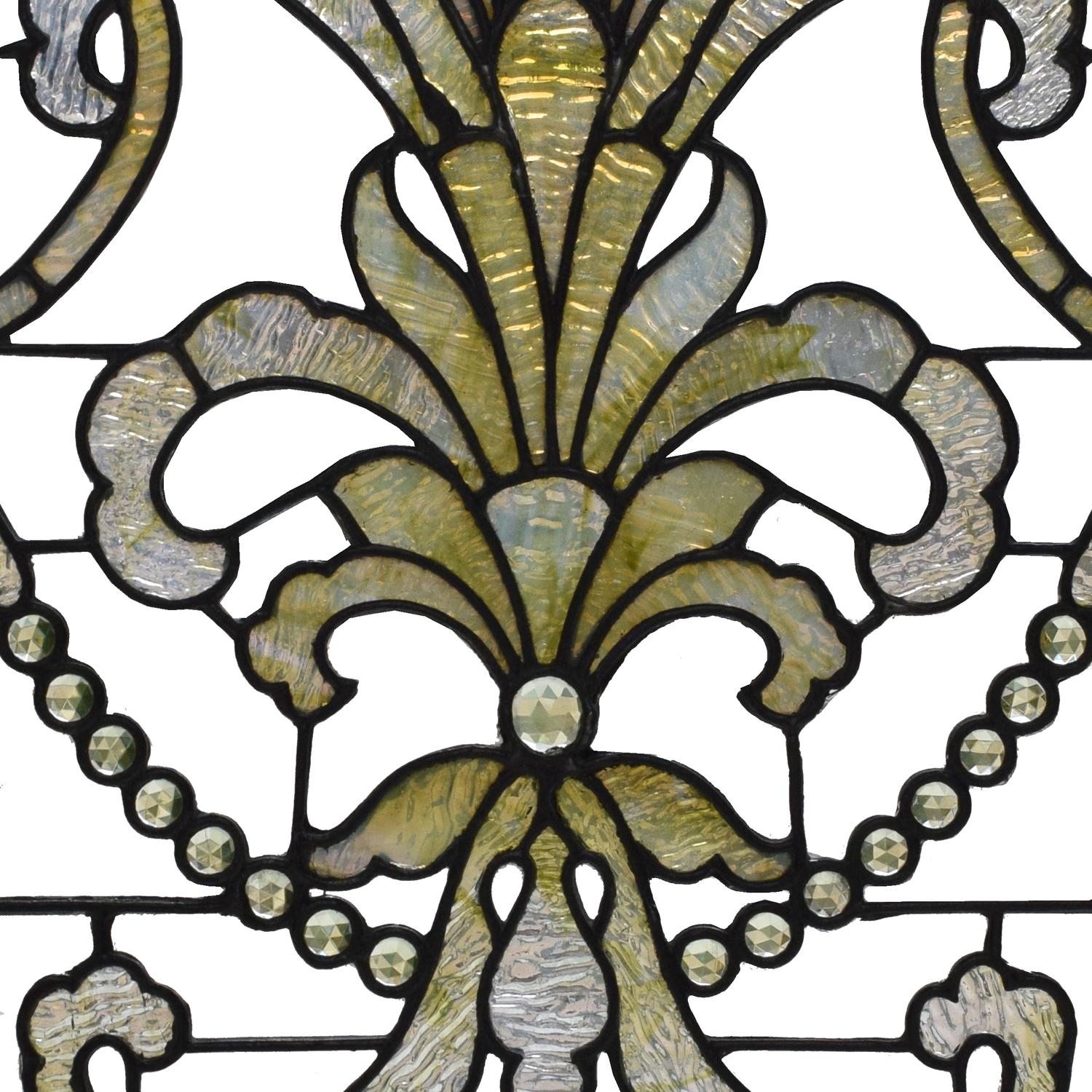 A Leaded Glass Window Attributed to 3rd Street Studios 26.25" W x .5" D x 69" H — United States, Circa 1900