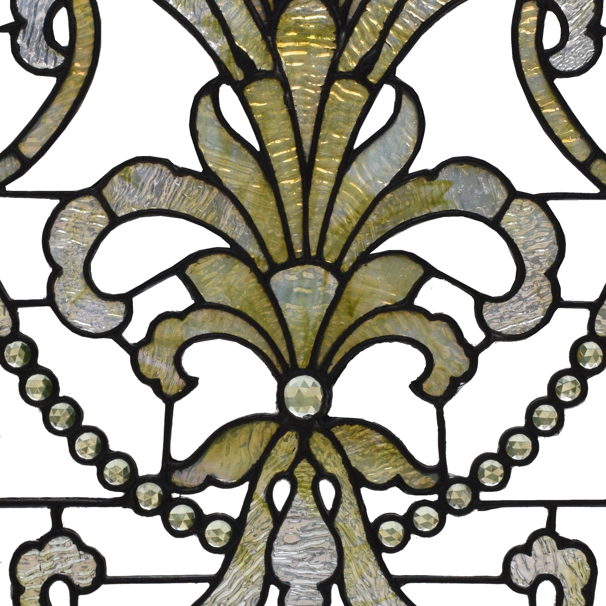 A Leaded Glass Window Attributed to 3rd Street Studios 26.25" W x .5" D x 69" H — United States, Circa 1900