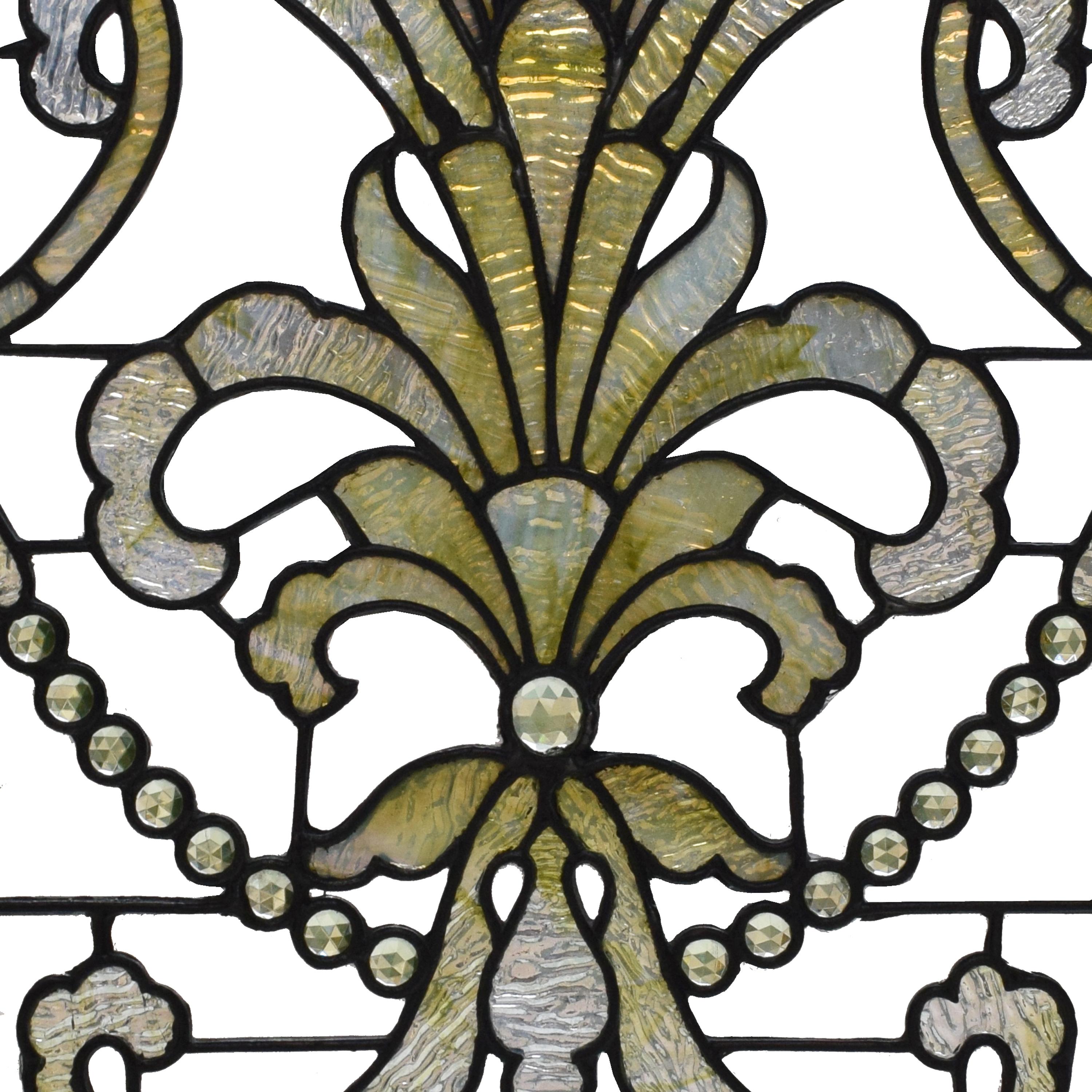 A Leaded Glass Window Attributed to 3rd Street Studios 26.25" W x .5" D x 69" H — United States, Circa 1900