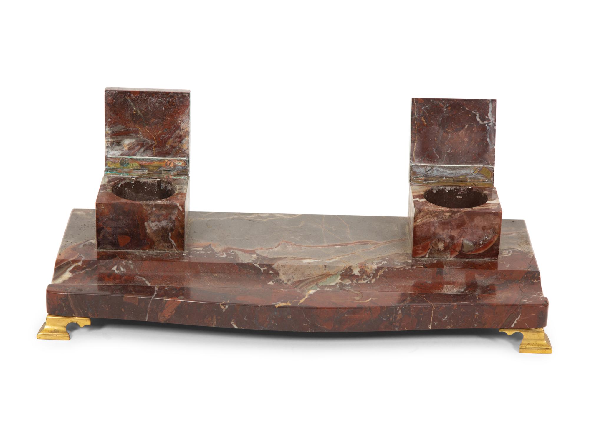 A German Rouge/Grey Marble Standish