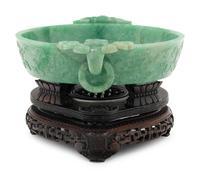 A Mottled Green Jadeite Marriage Bowl