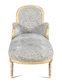 A Louis XVI Style Painted and Parcel-Gilt Chaise Longue