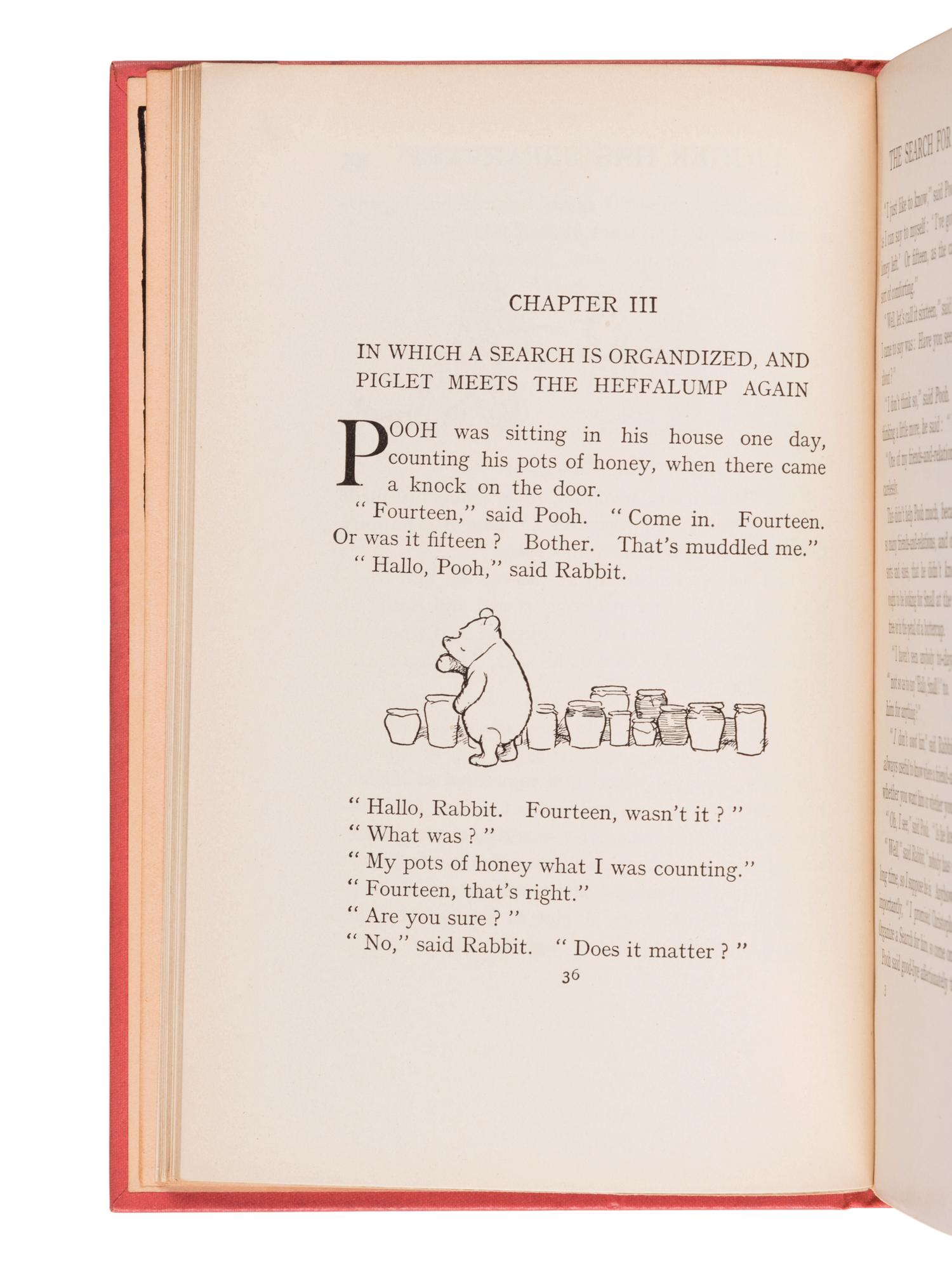 MILNE, Alan Alexander (“A.A. Milne”) (1882-1956). The House at Pooh Corner . Ernest Howard SHEPARD (1879-1976), illustrator. London: Methuen & Co. Ltd., 1928.