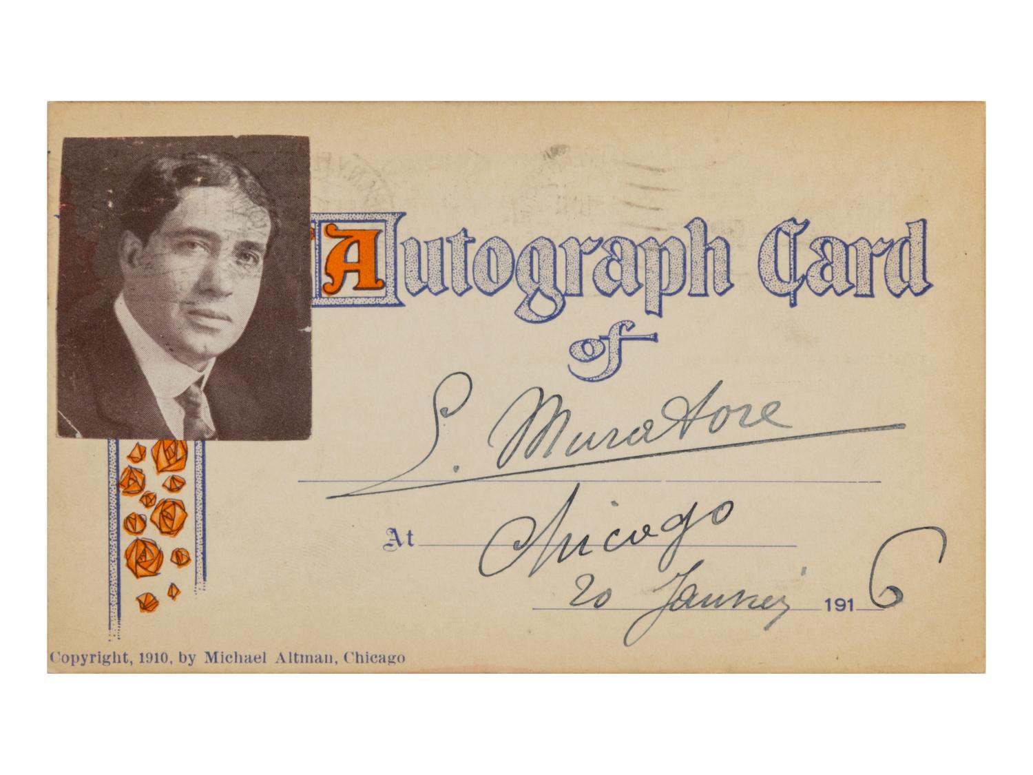 [20TH-CENTURY OPERA SINGERS]. A group of 6 photographs or photographic postcards of opera singers from the 1910s, most signed, comprising images of: