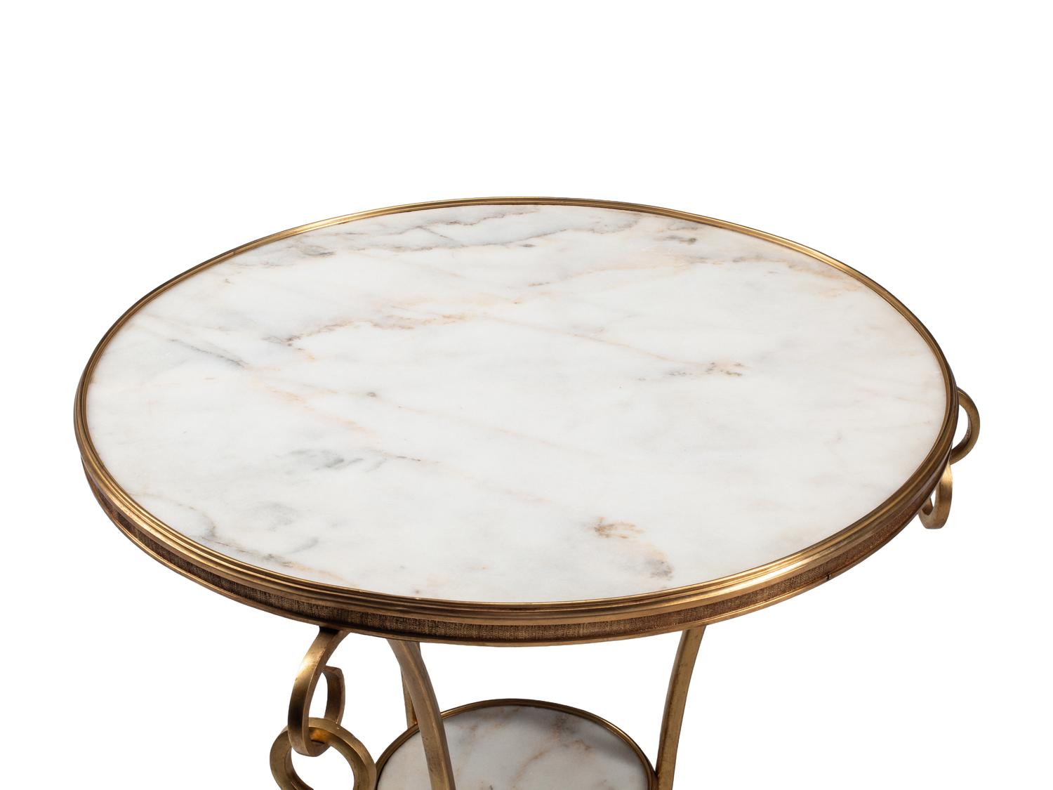 A Pair of Gilt Bronze and White Marble Guéridon Tables