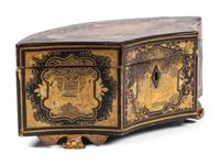 A Chinese Export Lacquer Tea Caddy