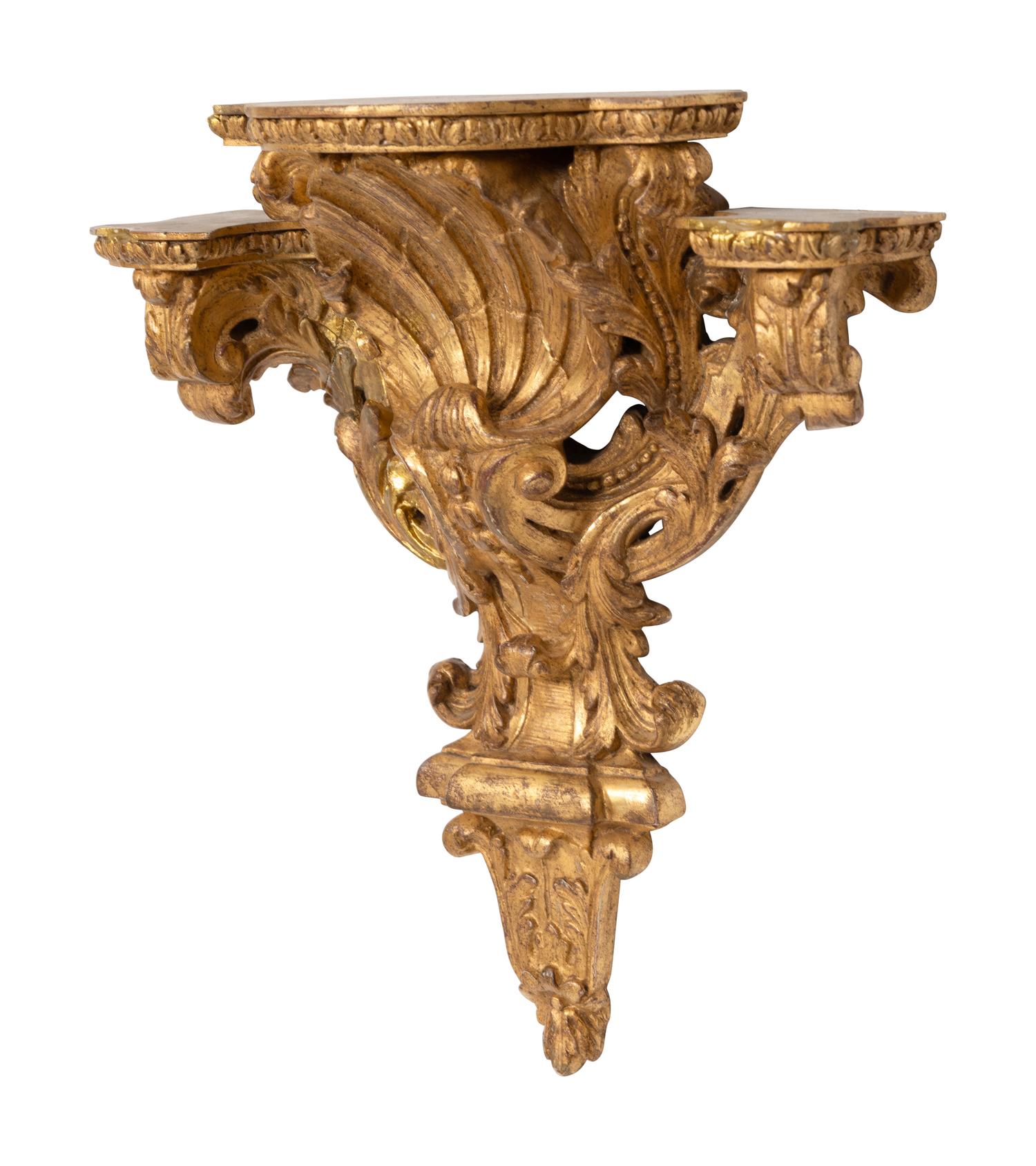 A Pair of Continental Gilt Wall Brackets